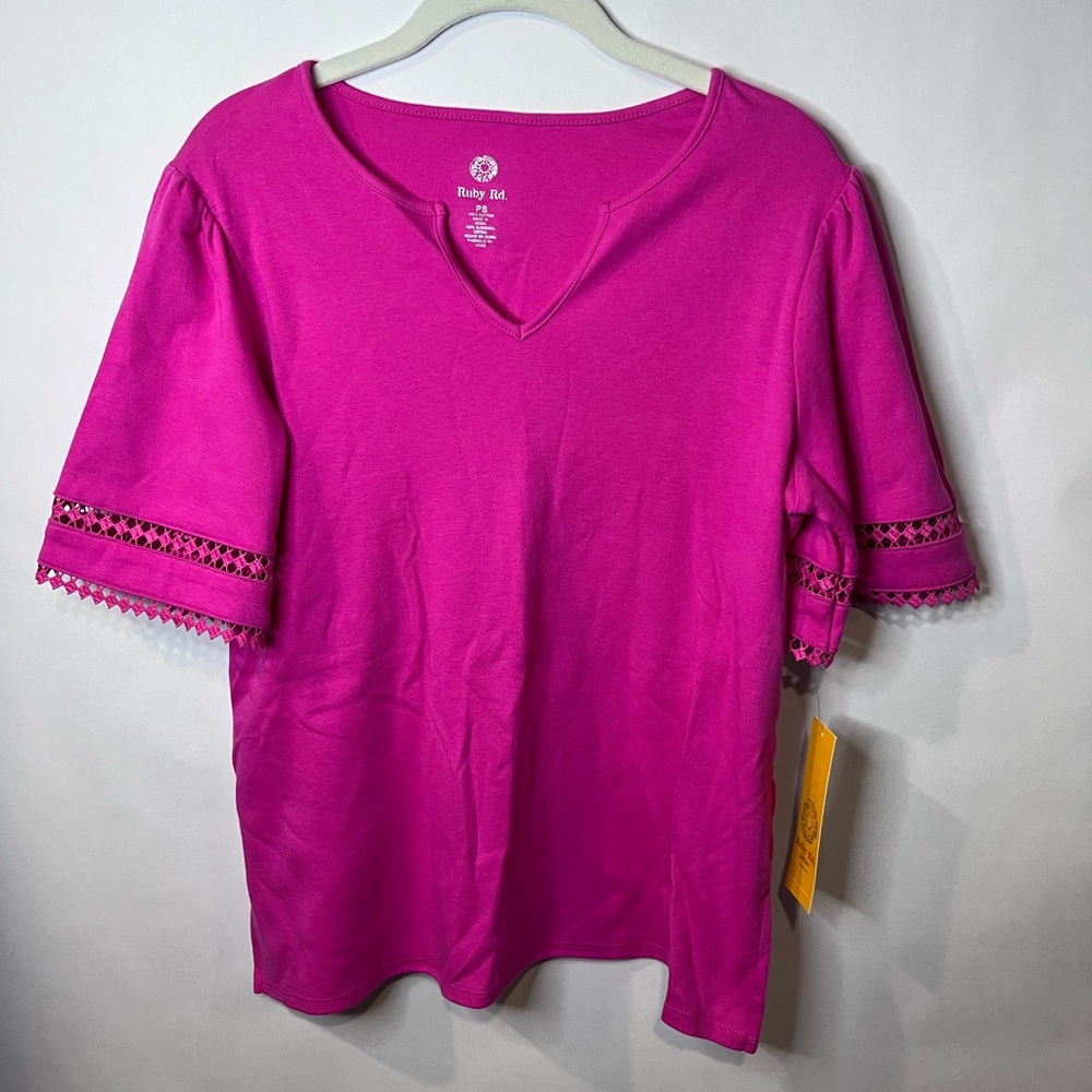 Ruby Rd. Short Sleeve Shirt Petite S. 100% Cotton NWT